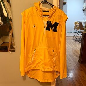 Yellow Hooded Pullover with Blue Logo